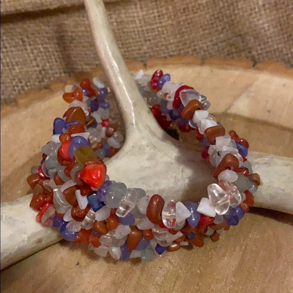 Multi stoned beaded stretch bracelet